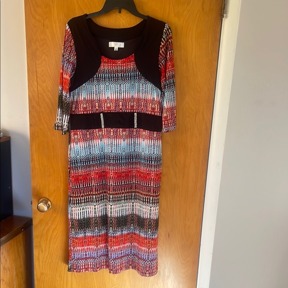 Multicolor Patterned Women's Dress - Picture 1 of 3